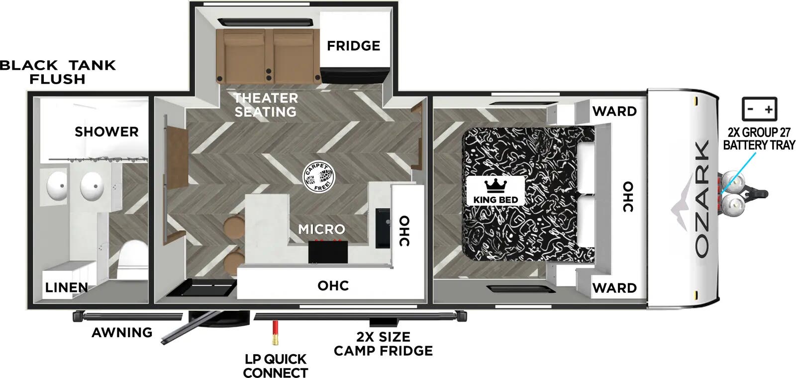 View 2026 Forest River Ozark 2430RBK Ascent complete specs and manufacturer brochures
