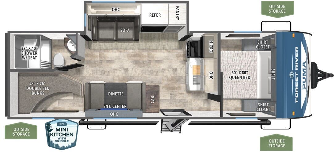 View 2026 Forest River Puma 25BHS complete specs and manufacturer brochures
