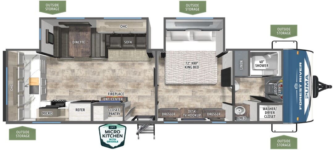 View 2026 Forest River Puma 310RK complete specs and manufacturer brochures