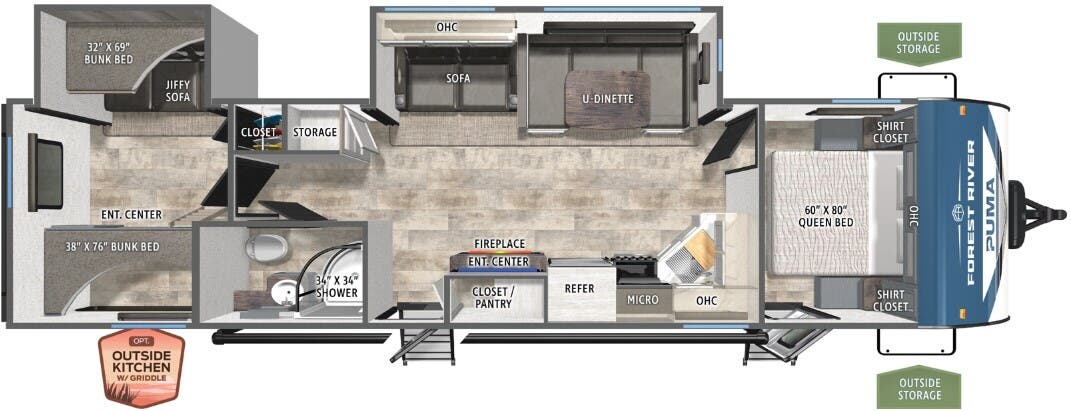 View 2026 Forest River Puma 31QBBH complete specs and manufacturer brochures