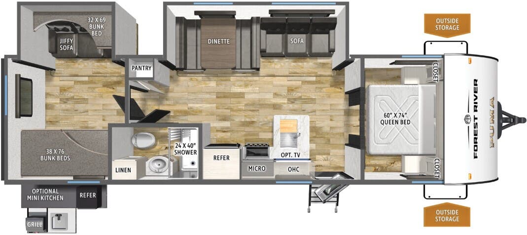 View 2026 Forest River Puma Camping Edition 305BHCE complete specs and manufacturer brochures