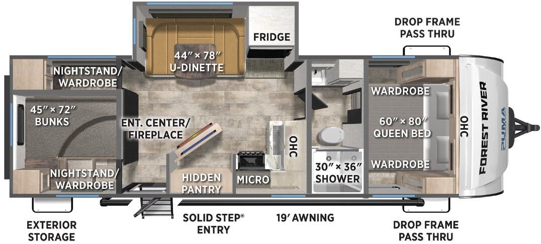View 2026 Forest River Puma Tracks 2750BHS complete specs and manufacturer brochures