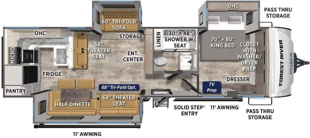 View 2026 Forest River Puma Tracks 3060RKTS complete specs and manufacturer brochures