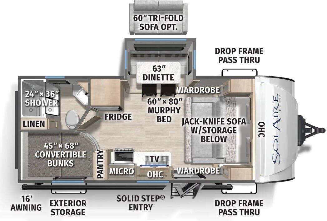 View 2026 Forest River Solaire 2085BHS complete specs and manufacturer brochures