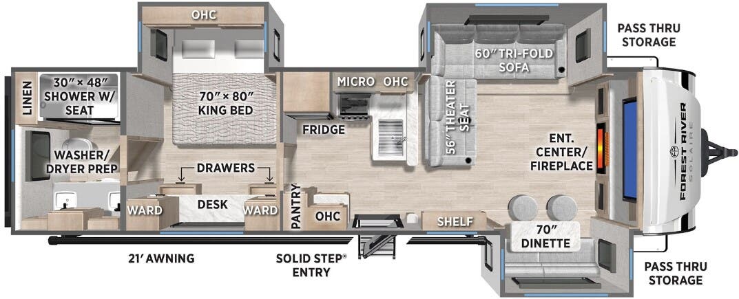 View 2026 Forest River Solaire 3300FLBS complete specs and manufacturer brochures