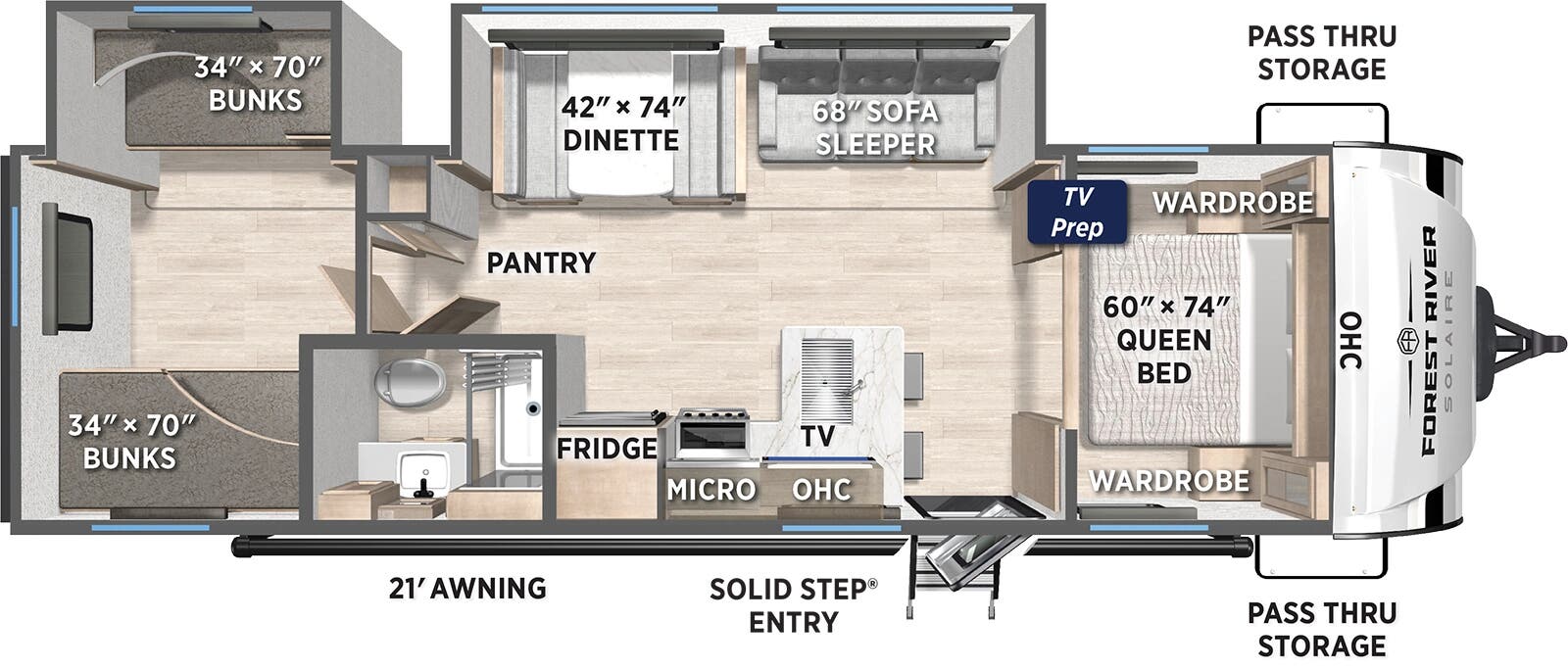 View 2026 Forest River Solaire Lite 302BHS complete specs and manufacturer brochures