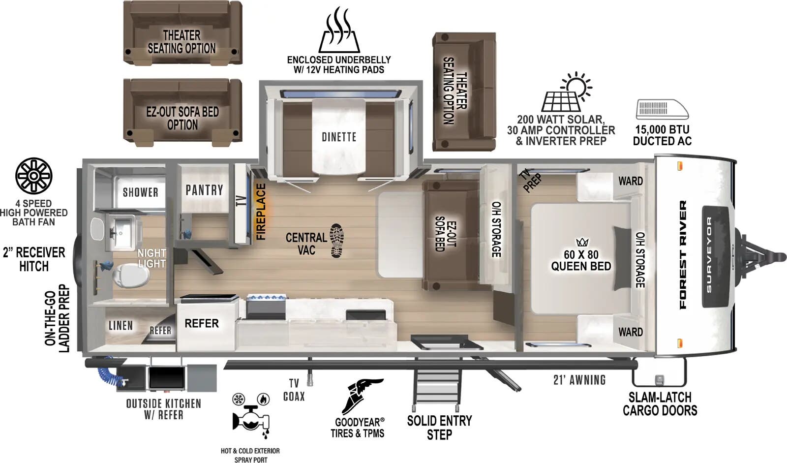View 2026 Forest River Surveyor Legend 252RBLE complete specs and manufacturer brochures