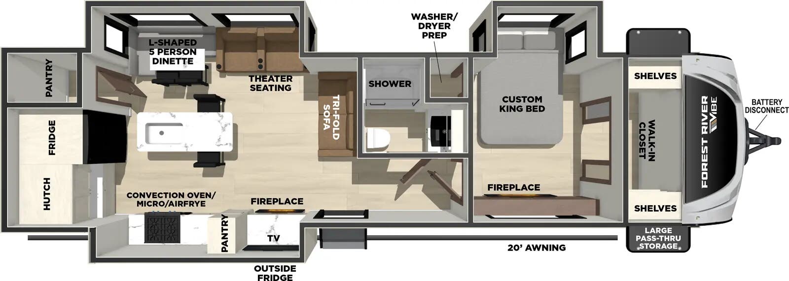 View 2026 Forest River Vibe 3400XL complete specs and manufacturer brochures