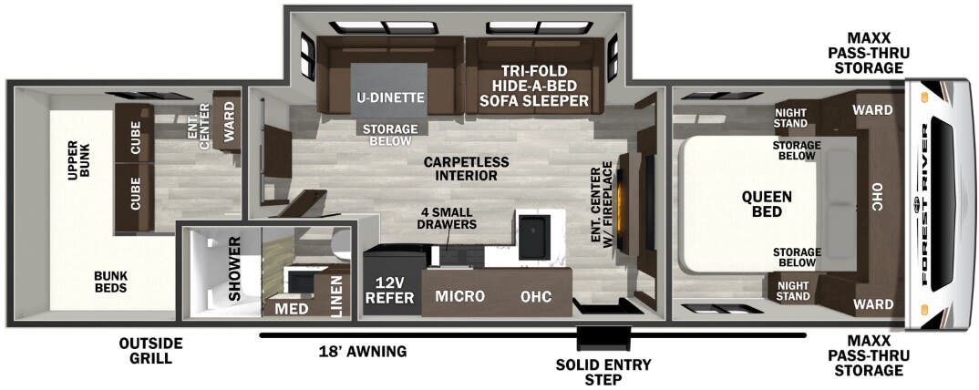 View 2026 Forest River Wildcat ONE 281QBEDS complete specs and manufacturer brochures