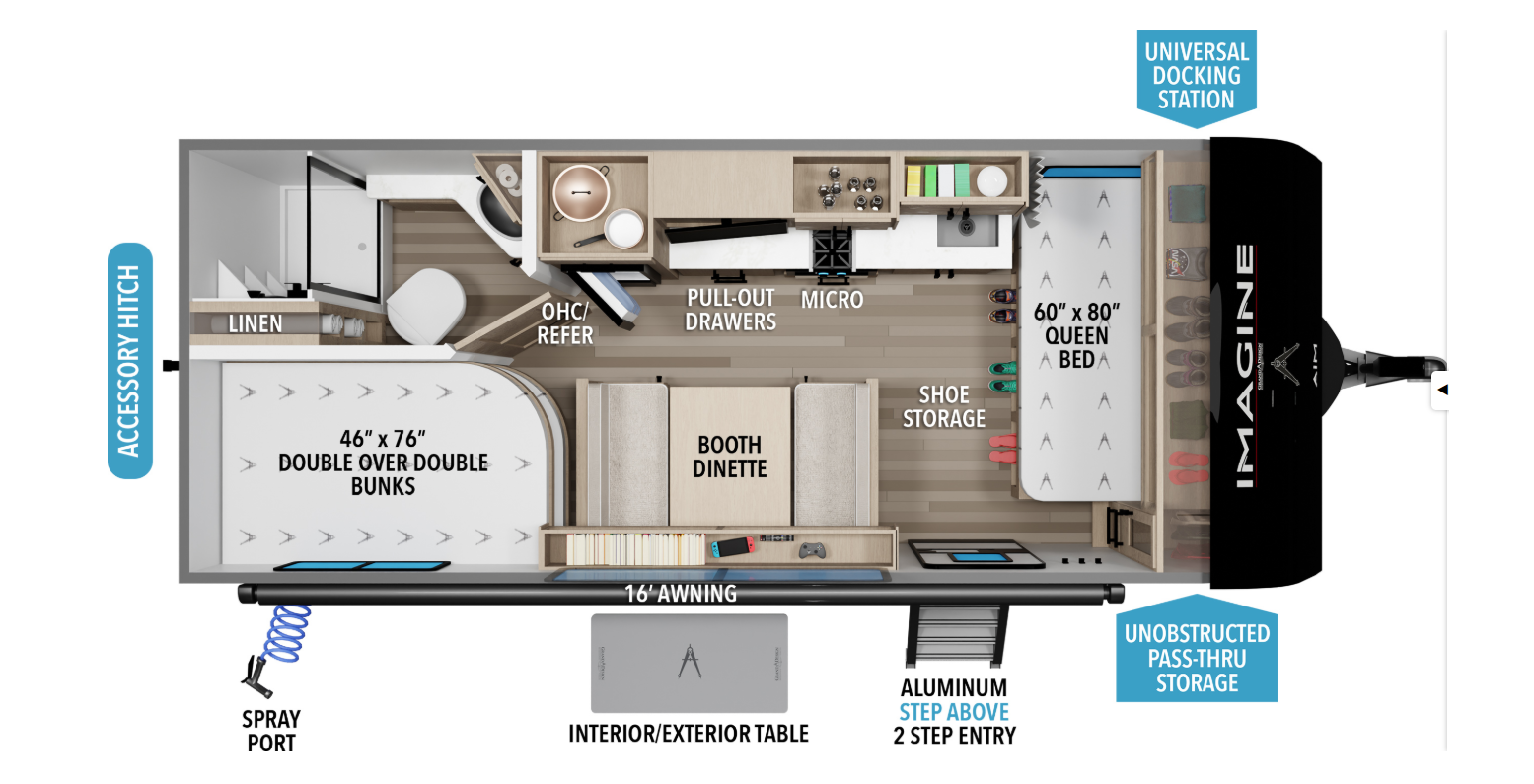 View 2026 Grand Design Imagine AIM 20BHA complete specs and manufacturer brochures