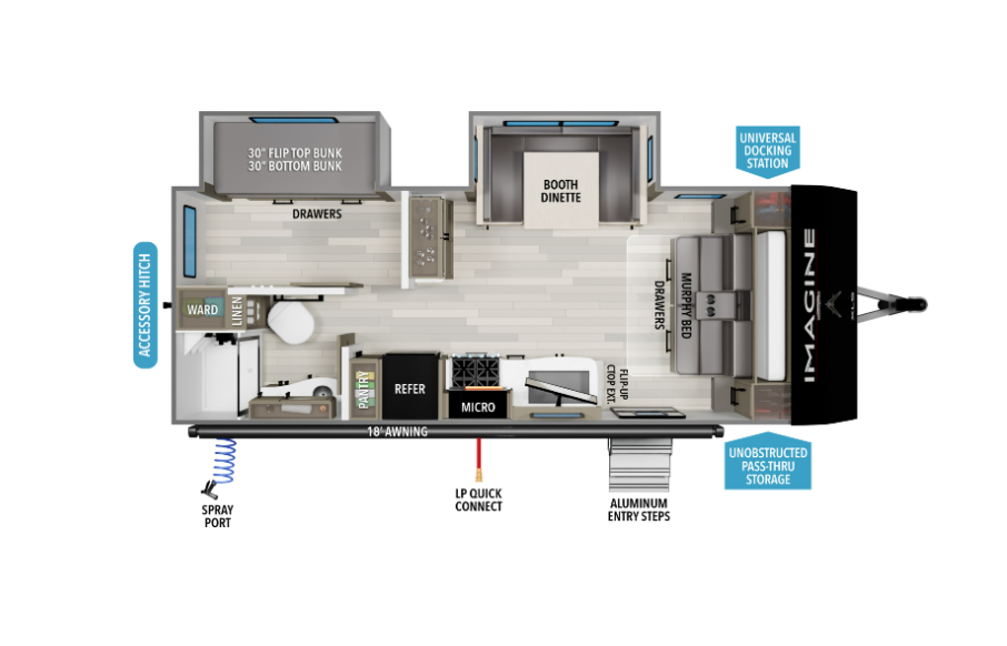 View 2026 Grand Design Imagine XLS 22BHE complete specs and manufacturer brochures