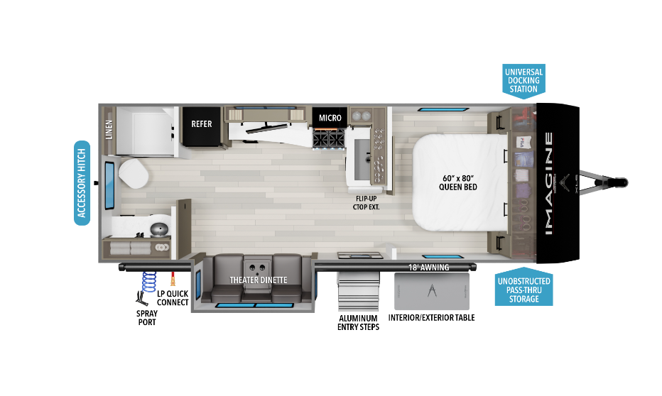 View 2026 Grand Design Imagine XLS 22RBE complete specs and manufacturer brochures