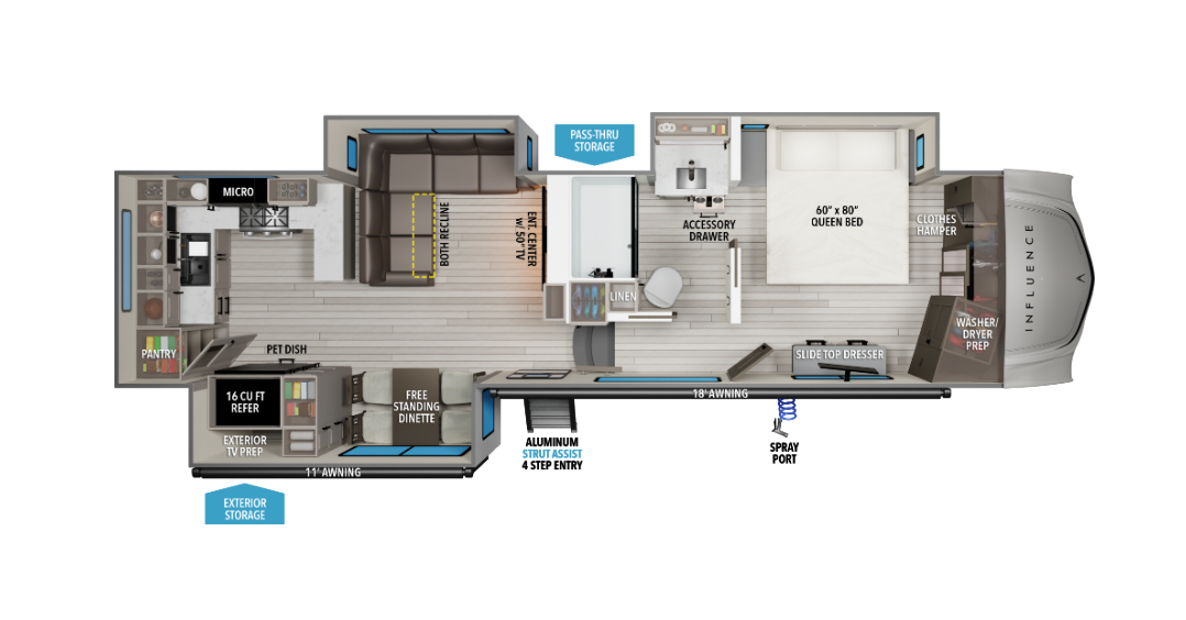 View 2026 Grand Design Influence 3203GK complete specs and manufacturer brochures
