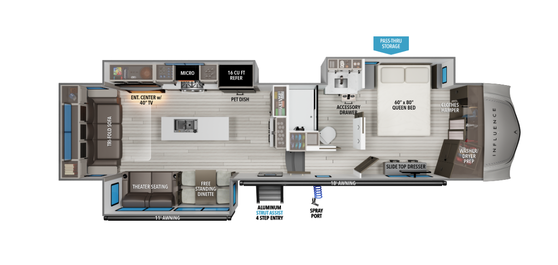 View 2026 Grand Design Influence 3503GK complete specs and manufacturer brochures