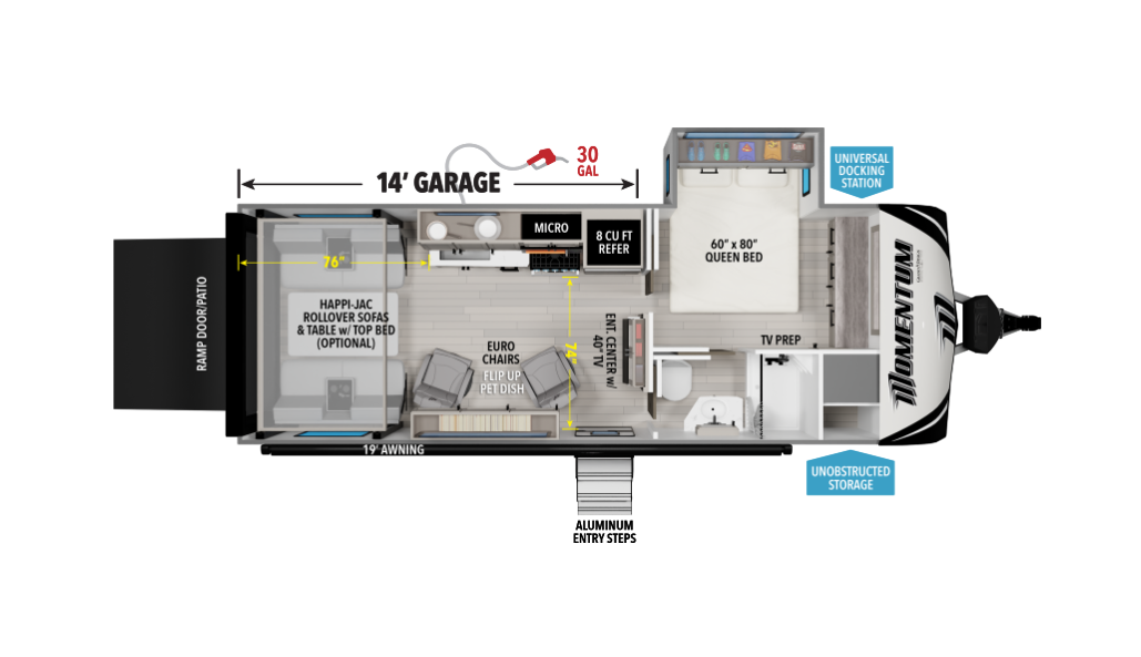 View 2026 Grand Design Momentum G-Class 21G complete specs and manufacturer brochures