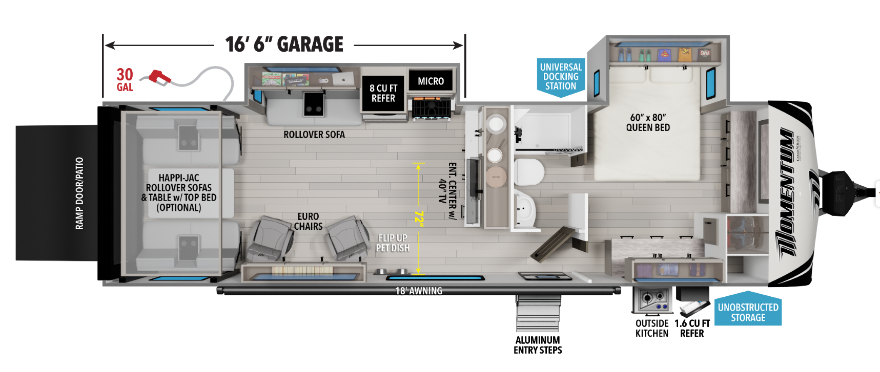 View 2026 Grand Design Momentum G-Class 28G complete specs and manufacturer brochures