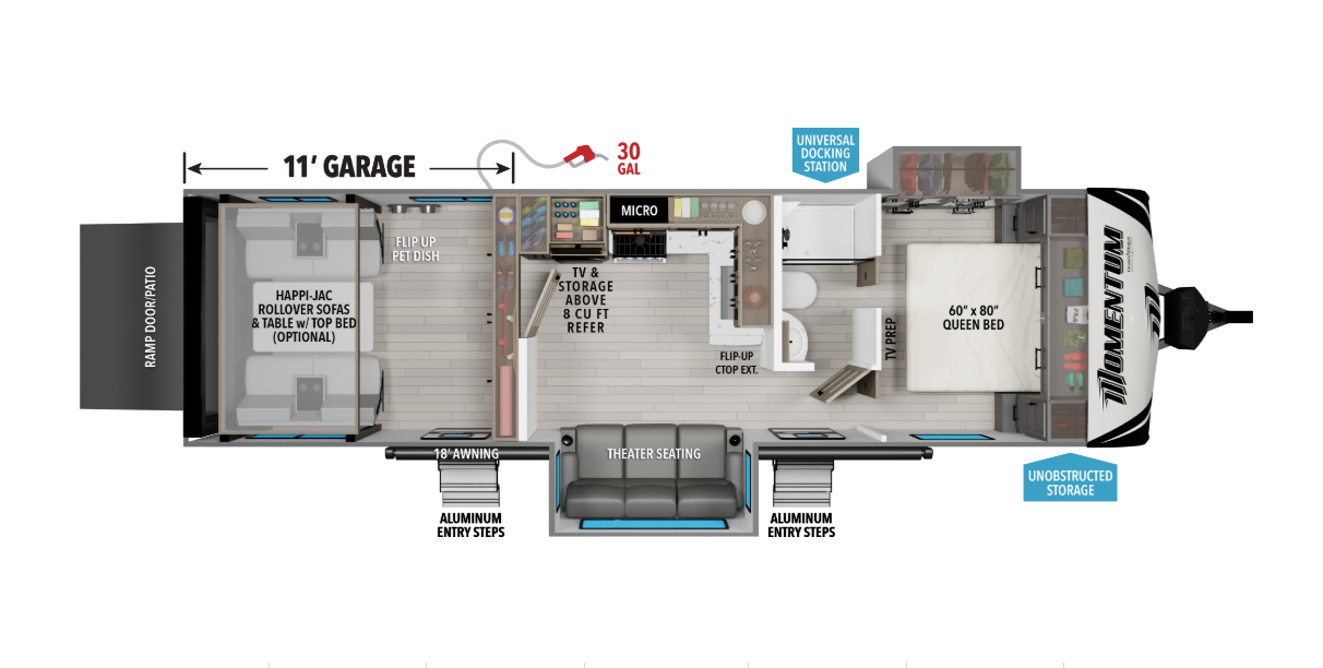 View 2026 Grand Design Momentum G-Class 29GS complete specs and manufacturer brochures