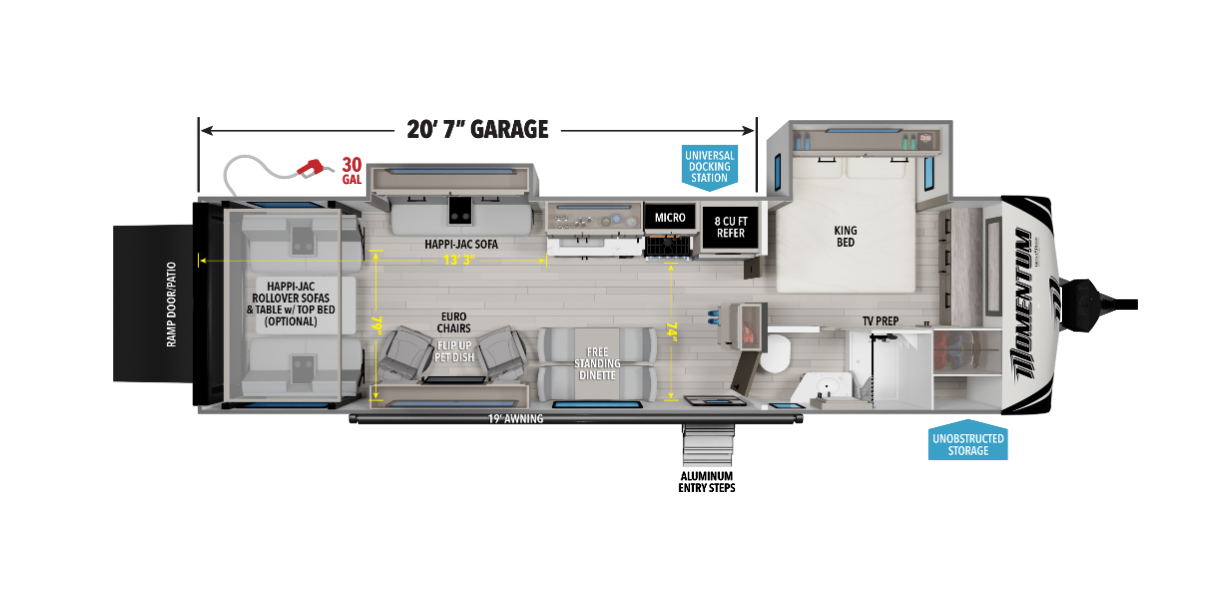 View 2026 Grand Design Momentum G-Class 30G complete specs and manufacturer brochures