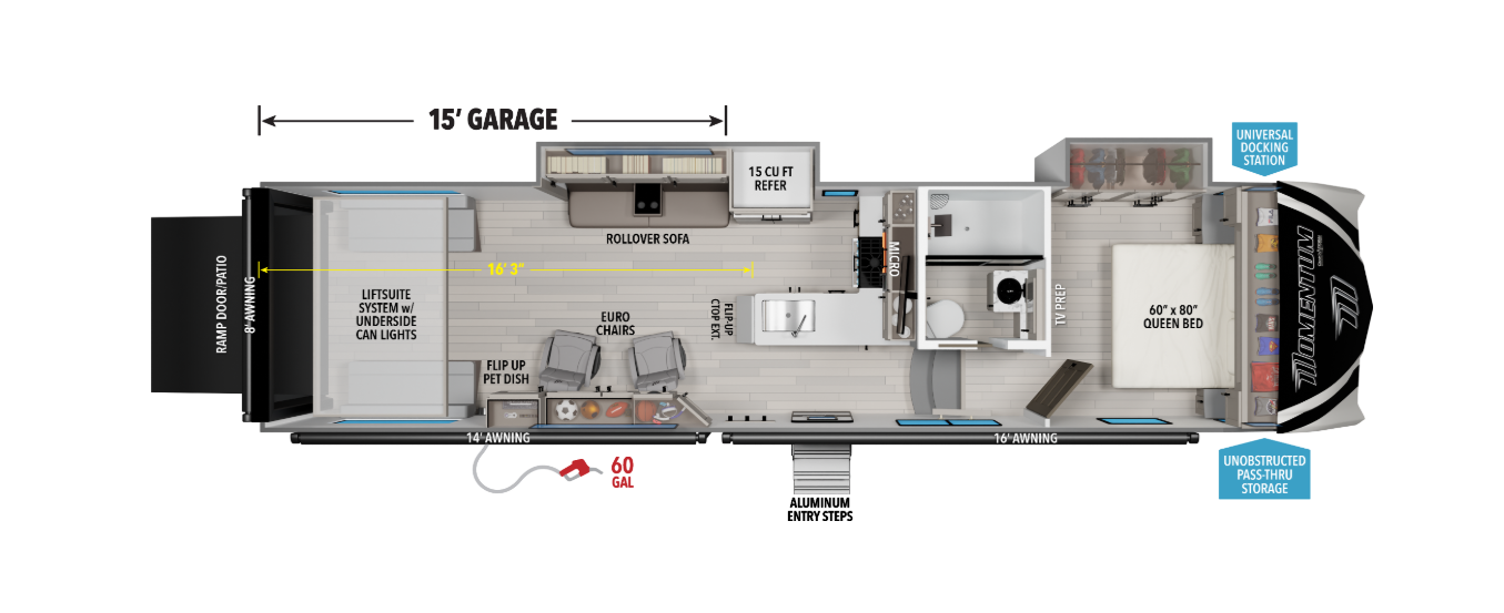 View 2026 Grand Design Momentum G-Class 325G complete specs and manufacturer brochures