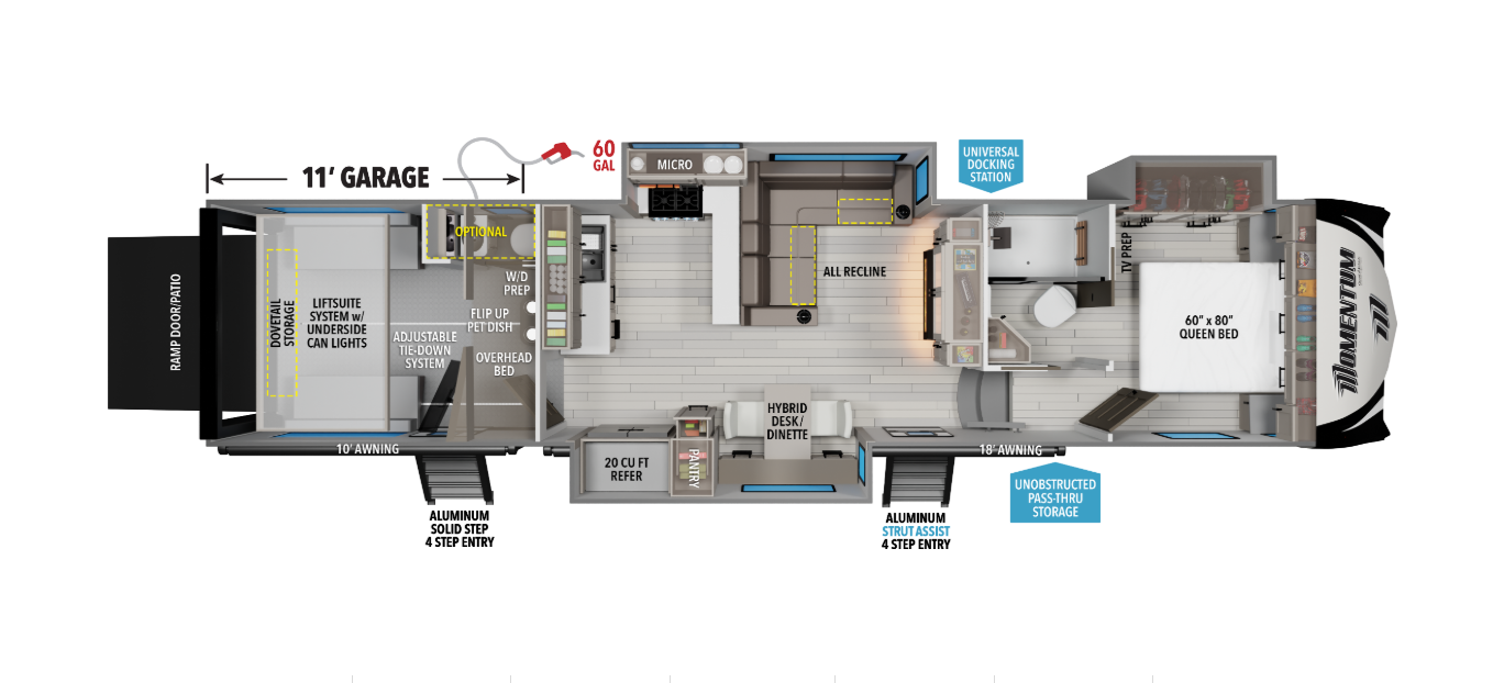 View 2026 Grand Design Momentum M-Class 344M complete specs and manufacturer brochures