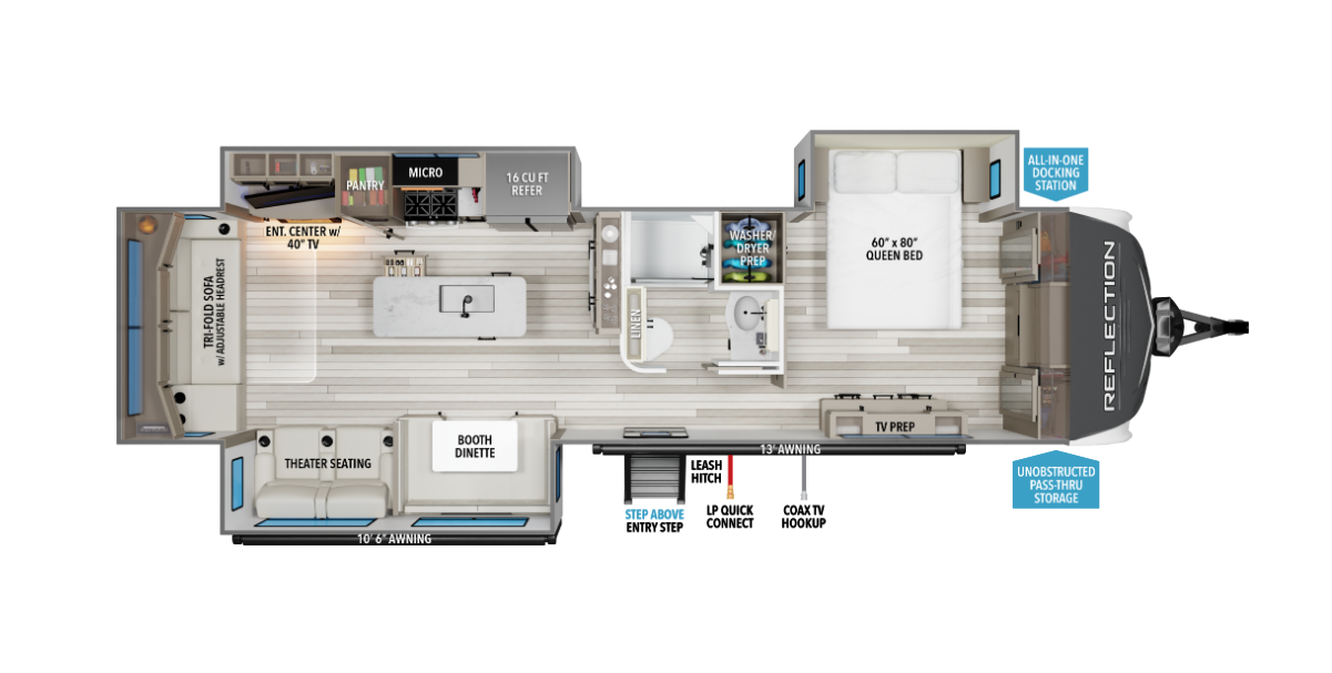 View 2026 Grand Design Reflection 345RLTS complete specs and manufacturer brochures