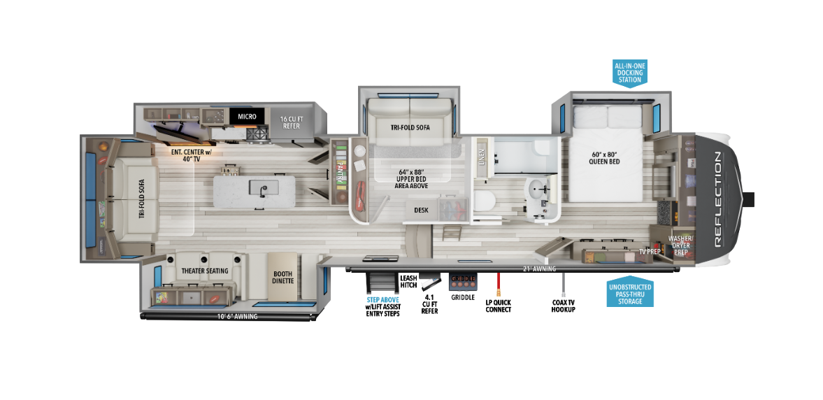 View 2026 Grand Design Reflection 367BHS complete specs and manufacturer brochures