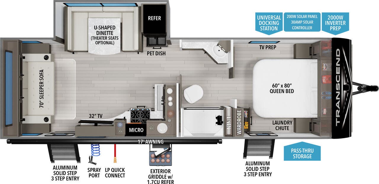 View 2026 Grand Design Transcend 245RLT complete specs and manufacturer brochures