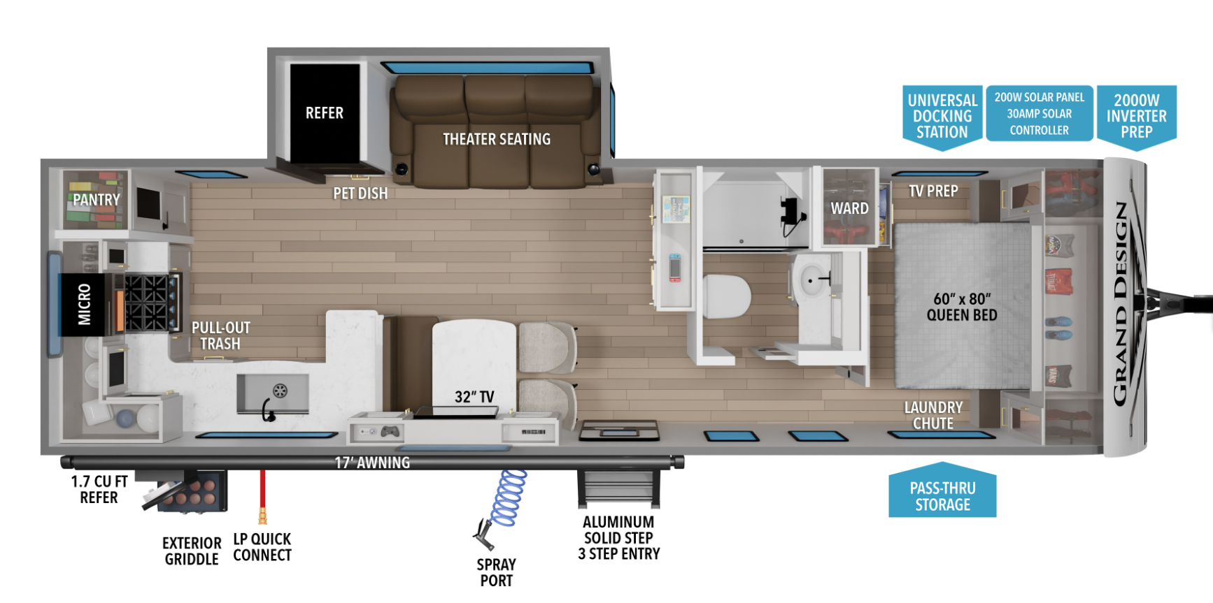 View 2026 Grand Design Transcend 285RKT complete specs and manufacturer brochures