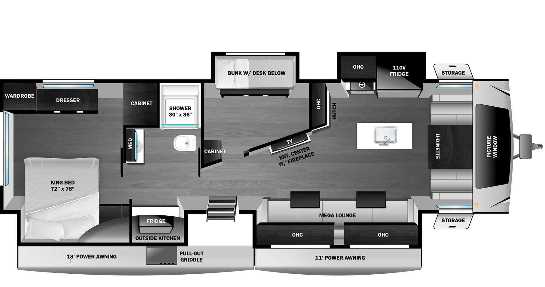 View 2026 Highland Ridge Open Range 335RBS complete specs and manufacturer brochures