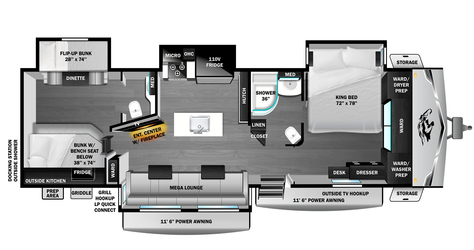 View 2026 Highland Ridge Open Range 338BHS complete specs and manufacturer brochures