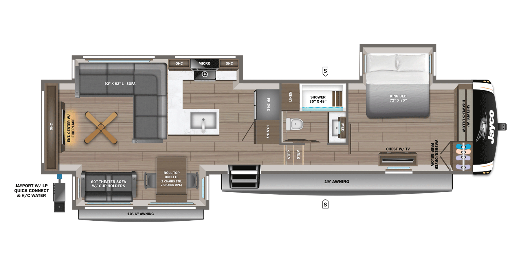 View 2026 Jayco Eagle 335LSTS complete specs and manufacturer brochures