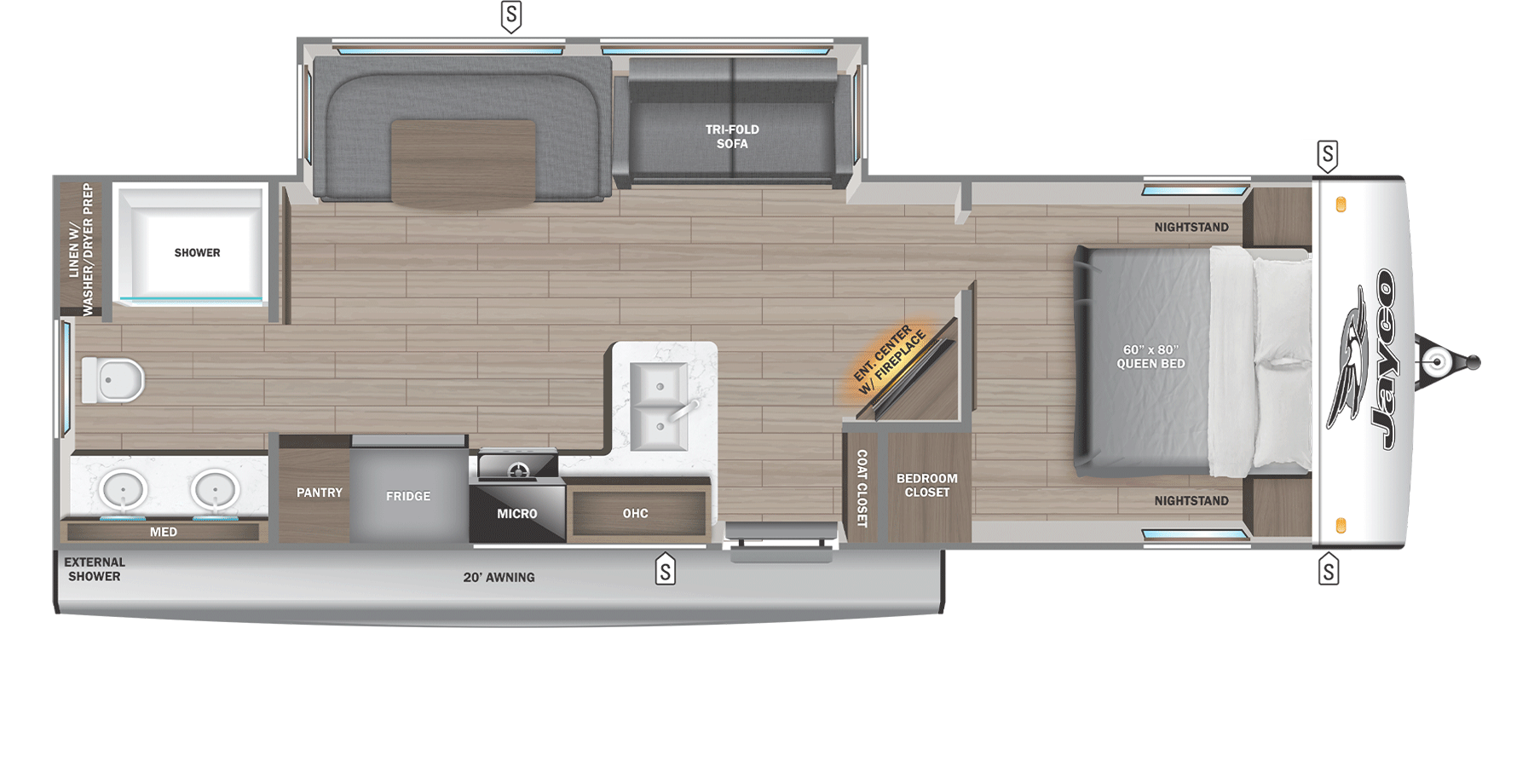 View 2026 Jayco Jay Feather 28RB complete specs and manufacturer brochures