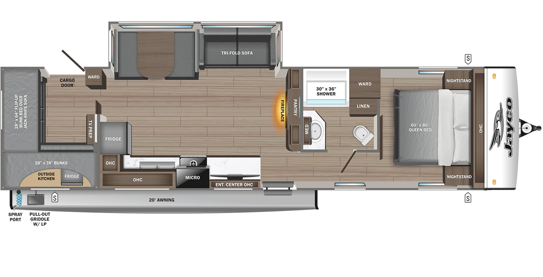View 2026 Jayco Jay Feather 29QBH complete specs and manufacturer brochures