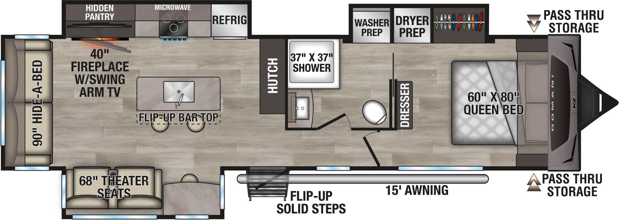 View 2026 K-Z Domani DM323RL complete specs and manufacturer brochures