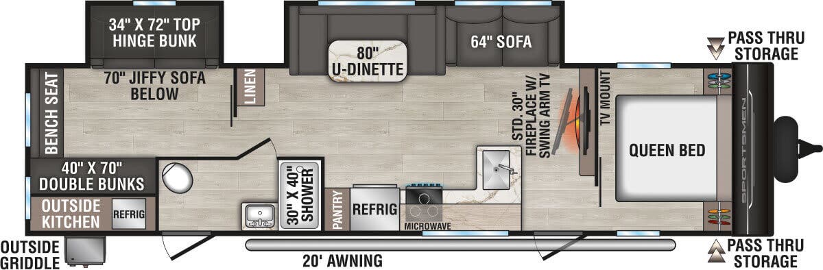 View 2026 K-Z Sportsmen SE 332BHKSE complete specs and manufacturer brochures