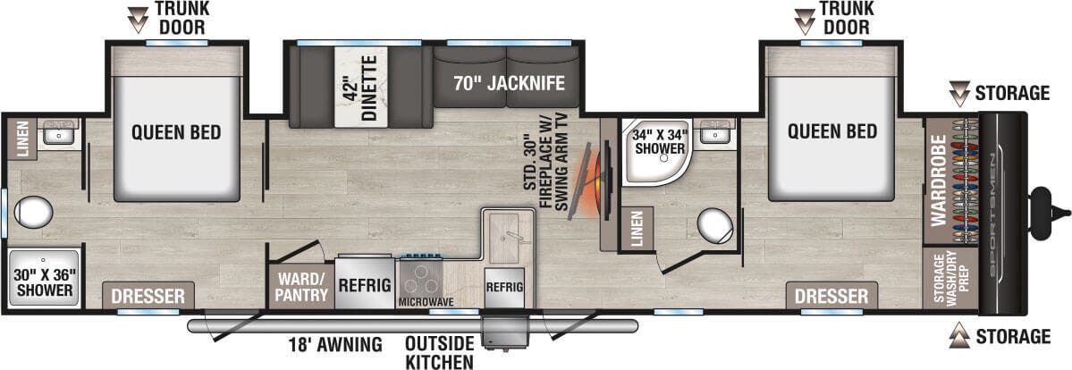 View 2026 K-Z Sportsmen SE 383DBKSE complete specs and manufacturer brochures