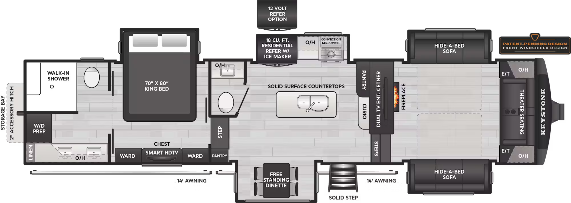 View 2026 Keystone Alpine 3710FL complete specs and manufacturer brochures