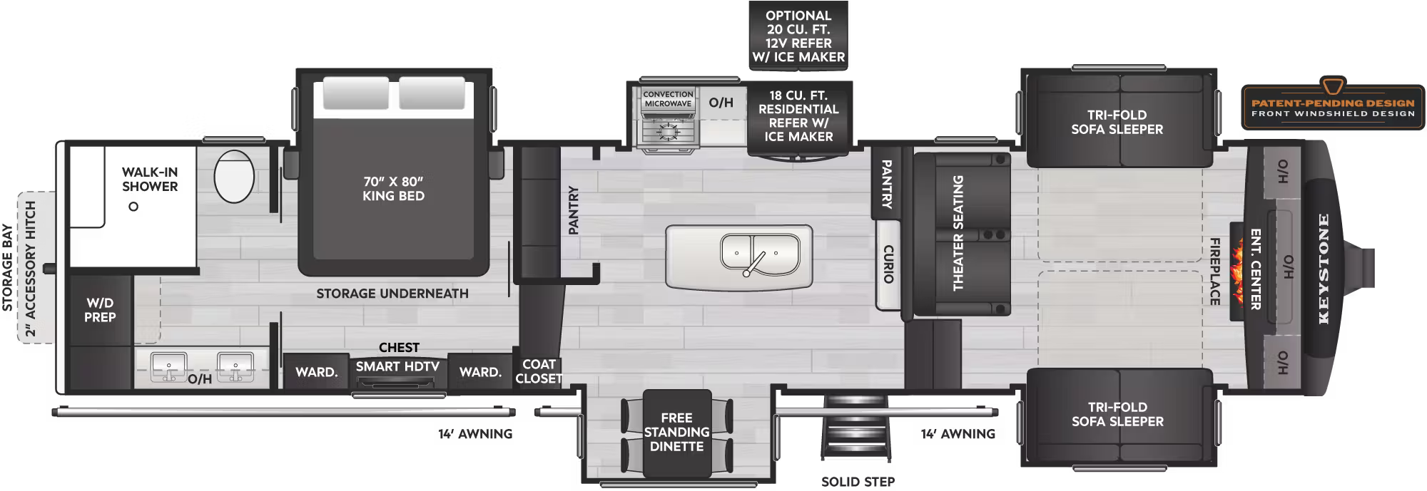 View 2026 Keystone Alpine 3712KB complete specs and manufacturer brochures