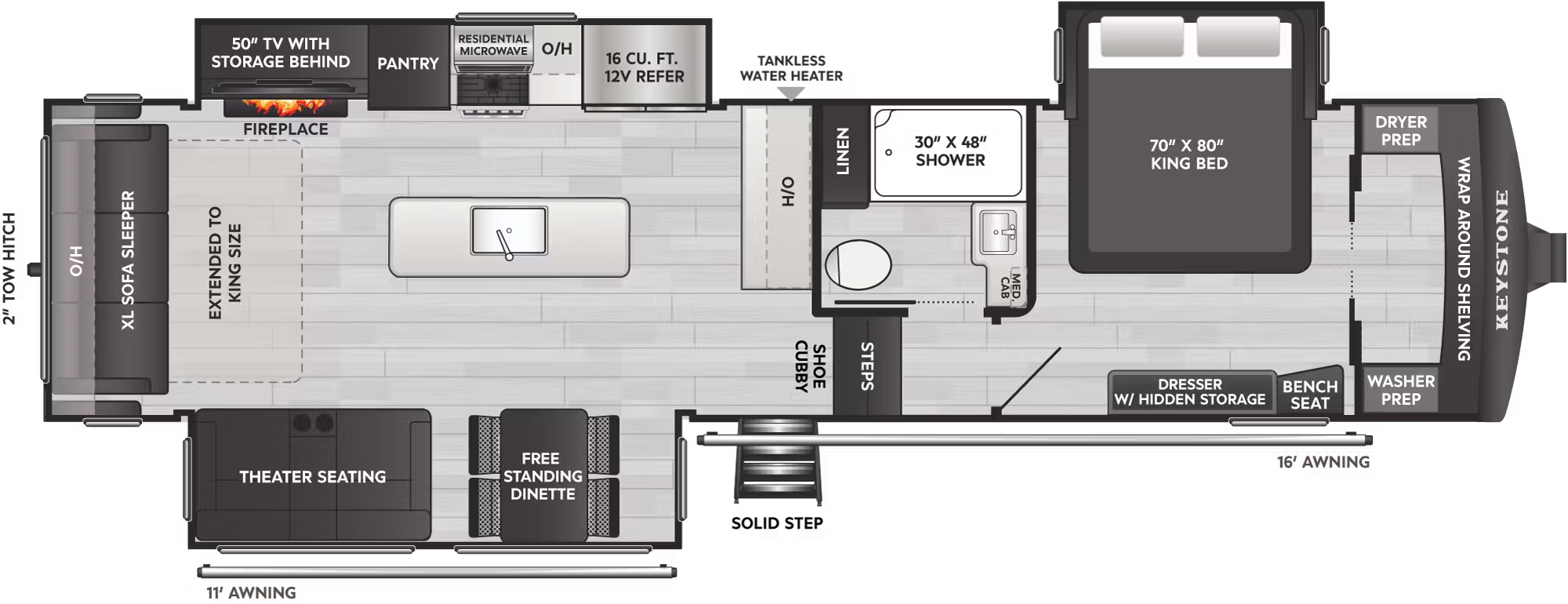 View 2026 Keystone Arcadia 3260RL complete specs and manufacturer brochures