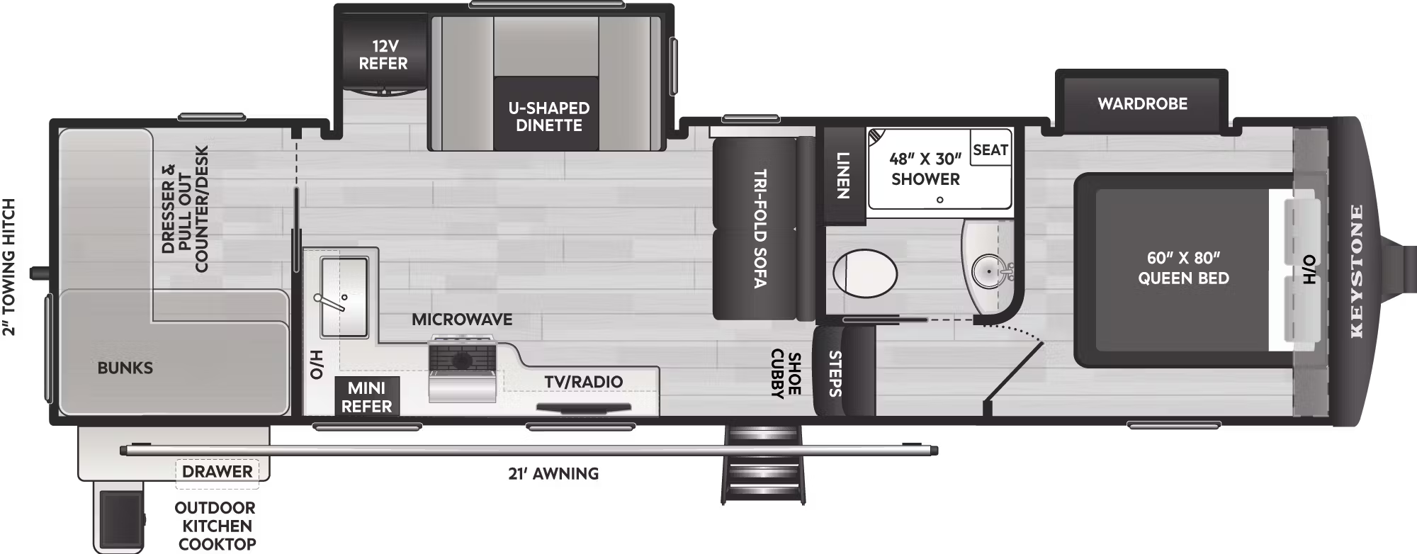 View 2026 Keystone Arcadia Super Lite 308SLBH complete specs and manufacturer brochures