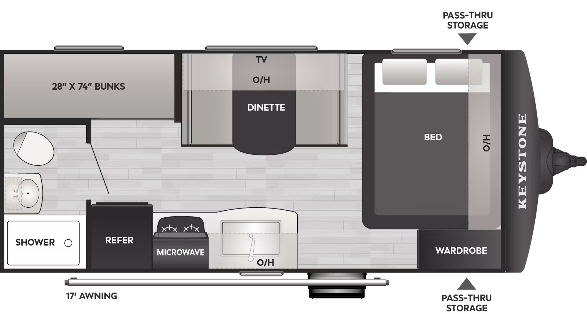 View 2026 Keystone Bullet Classic 1700BH complete specs and manufacturer brochures