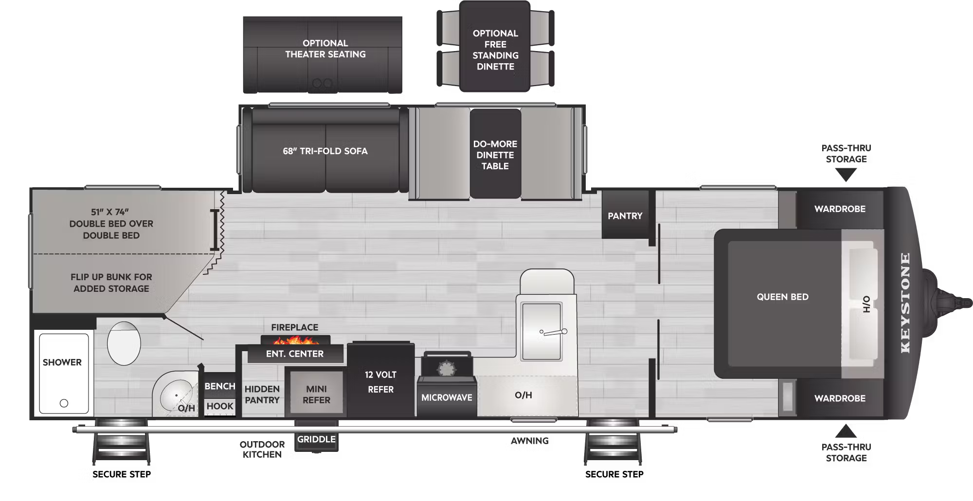 View 2026 Keystone Bullet Crossfire 290BHS complete specs and manufacturer brochures