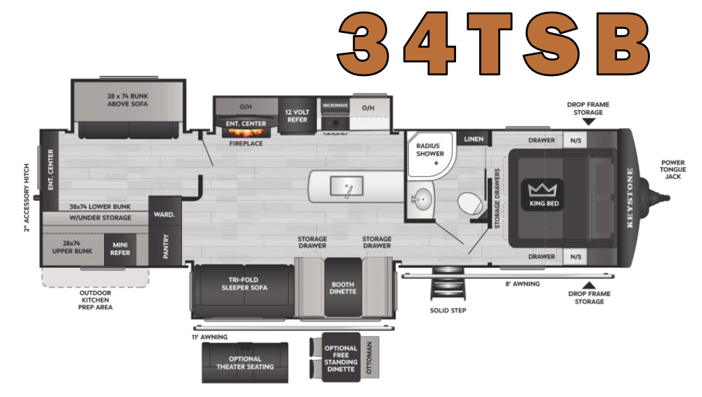 View 2026 Keystone Cougar Half-Ton 34TSB complete specs and manufacturer brochures