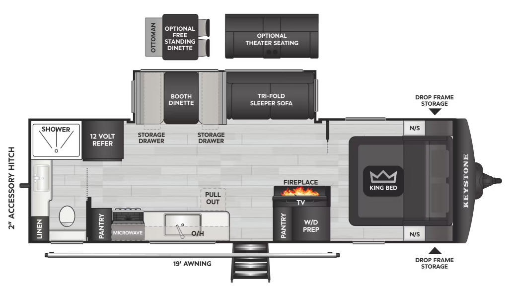 View 2026 Keystone Cougar Western 26LBWE complete specs and manufacturer brochures