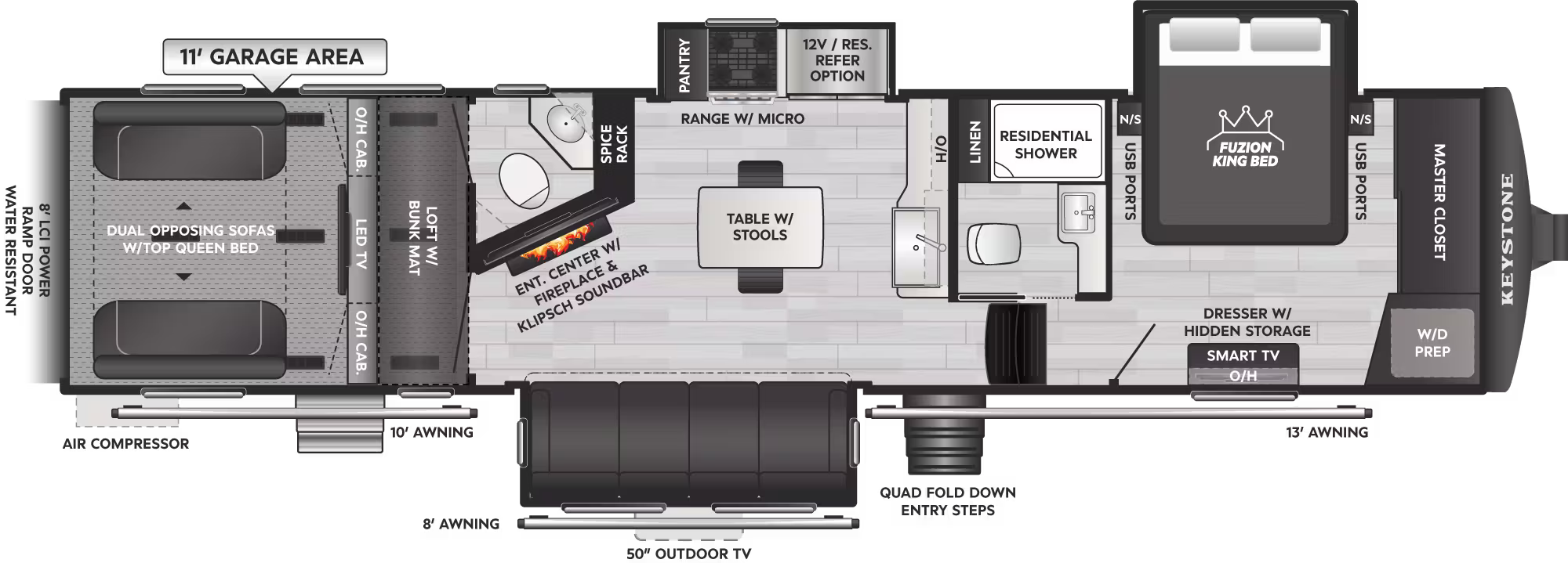 View 2026 Keystone Fuzion 373 complete specs and manufacturer brochures