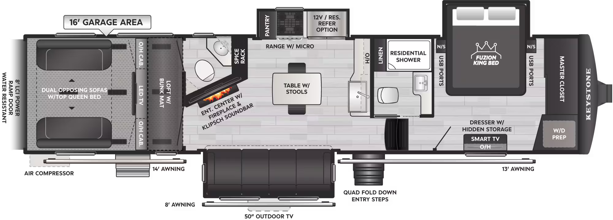 View 2026 Keystone Fuzion 419 complete specs and manufacturer brochures