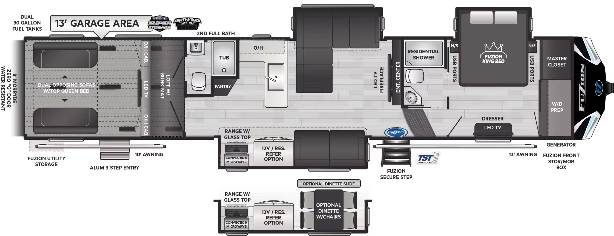 View 2026 Keystone Fuzion 430 complete specs and manufacturer brochures