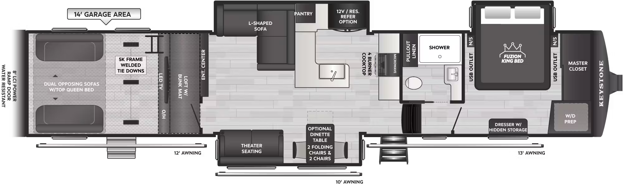 View 2026 Keystone Fuzion 440 complete specs and manufacturer brochures