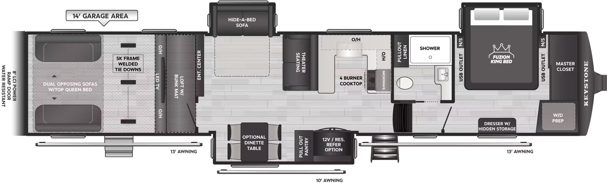 View 2026 Keystone Fuzion 442 complete specs and manufacturer brochures
