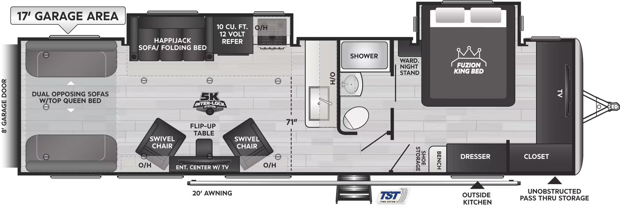 View 2026 Keystone Fuzion Impact 32V complete specs and manufacturer brochures